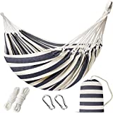 Brazilian Double Hammock with Tree Straps, 2 Persons Hammock Portable Hanging Camping Bed for Patio, Backyard, Porch, Outdoor and Indoor Use - Soft Cotton Hammock with Carrying Bag