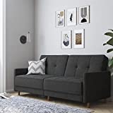 DHP Andora Coil Futon Sofa Bed Couch with Mid Century Modern Design - Grey Linen