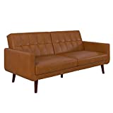 DHP Nia Upholstered Modern, Adjustable Sofa Bed and Couch, Camel Faux Leather Futon