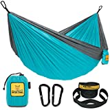 Wise Owl Outfitters Hammock for Camping Single & Double Hammocks Gear for The Outdoors Backpacking Survival or Travel - Portable Lightweight Parachute Nylon SO Lt Blue & Grey