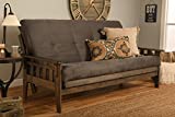 Tucson Rustic Walnut Frame and Mattress Set with Choice to add Drawers, 8 Inch Innerspring Futon Sofa Bed Full Size Wood (Grey Matt and Frame (No Drawers))