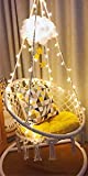 Sonyabecca LED Hanging Chair Light Up Macrame Hammock Chair with 39FT LED Light for Indoor/Outdoor Home Patio Deck Yard Garden Reading Leisure Lounging Large Size(65x85cm)( Not Included Stand)