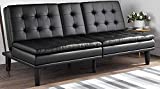 Upholstered in Faux Leather Mainstays Memory Foam Pillowtop Futon with Cupholders