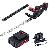 Magic Zaker Cordless Hedge Trimmer - 20V Electric Shrub Trimmer Handheld Hedge Cutter/ Grass Trimmer/ Hedge Clipper with Rechargeable Battery and Charger (Black&red)…