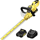 Walensee 20V MAX Cordless Hedge Trimmer, 1400RPM Electric Bush Trimmer w/ 22-Inch Dual-Action Blade, 0.67' Cutting Capacity & 5.9lb Lightweight Shrubbery Trimmer, 2.0Ah Battery & Fast Charger Included
