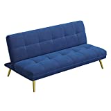 VASAGLE Futon Sofa Bed, Convertible Sleeper for Compact Living Space, 66.1 x 31.9 x 29.5 Inches, Blue