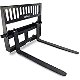 Titan Attachments Pro-Duty Skid Steer Pallet Fork Attachment, 48' Fork Blades, Rate 5,000 LB, Quick Tach Tractor Loader