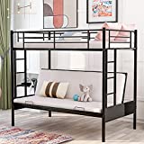 Twin Over Futon Bunk Beds Easy Conversion to Twin Over Full Bunk Beds, Twin Full Metal Futon Bunk Sofa Bed, No Box Spring Needed