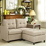 PAYEEL Sectional Sofa Set L-Shaped Couch Reversible Modular 52 inch Love Seats Futon Couch Furniture with Reversible Ottoman for Small Space Living Room (Light Gray).