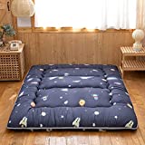 YOSHOOT Navy Space Futon Floor Mattress for Adults, Japanese Thicken Futon Mattress Foldable Floor Bed Camping Mattress, with Canvas Storage Bag, Navy, Twin Size