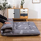 YOSHOOT Grey Feather Futon Floor Mattress for Adults, Japanese Thicken Futon Mattress Foldable Floor Bed Camping Mattress, with Canvas Storage Bag, Grey, Twin Size