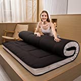 MAXYOYO Futon Mattress, Padded Japanese Floor Mattress Quilted Bed Mattress Topper, Extra Thick Folding Sleeping Pad Breathable Floor Lounger Guest Bed for Camping Couch, Black, Twin