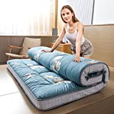 MAXYOYO Floral Printed Futon Mattress, Padded Japanese Floor Mattress Quilted Bed Mattress Topper, Extra Thick Folding Sleeping Pad Breathable Floor Lounger Guest Bed for Camping Couch, Twin