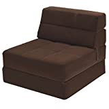 Giantex Convertible Sofa Bed, Floor Couch Sleeper, Folding Futon Guest Bed, Modern Chaise Lounge Upholstered Memory Foam Padded Cushion, Large Accent Chair Living Room Bedroom Brown