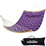 Zupapa Quilted Double Hammock, 2 Person Hammock with Spreader bar and Detachable Pillow, Heavy-Duty Hammock Perfect for Patio Yard, Large Hammocks with Carrying Bag