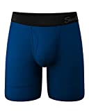 Shinesty Long Leg Underwear for Men, Ball Hammock® Mens Boxer Briefs w/ Fly | Soft, Breathable, Moisture Wicking (1 Pack, Large) Navy Blue