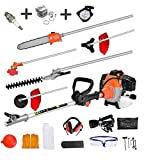 63cc 2Stroke 5 in 1 Gas Hedge Trimmer | Gardening Tools | Lawn Mowers, Tree Trimmer, Weed Eater, Pole Saw Brush | Extension Pole for Tree Trimming Wee