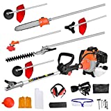 DatingDay 52cc 6 in 1 Gas Petrol Hedge Trimmer Brush Cutter Chainsaw Multifunctional