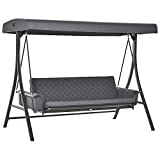 Outsunny 3 Person Patio Swing Chair Bench Outdoor Convertible Hammock Bed with Adjustable Canopy, Cushion, Pillows for Porch, Backyard, Garden, Grey