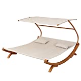 Christopher Knight Home Bblythe Outdoor Patio Lounge Daybed Hammock with Adjustable Shade Canopy, Teak