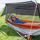 Republic of Durable Goods Portable Hammock with Stand Included Compact Folding Camping Hammock Stand with Shade Canopy,Mosquito Net for Travel Car Camping Mock One Hammock Chair Foldable,Orange