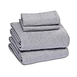 Amazon Basics Cotton Jersey Bed Sheet Set - Queen, Light Gray
