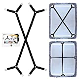 QoeCycth Bed Sheet Holder Straps, 2Pcs Adjustable Crisscross Fitted Sheet Band Straps, Triangle Elastic Mattress Cover Holder Fasteners for All Bed Sheets, Mattress Covers