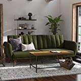 Novogratz Brittany Sofa Futon - Premium Upholstery and Wooden Legs - Green