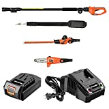 MAXLANDER 20V Electric Pole Saw Hedge Trimmer Multi-Angle Telescoping 2 in 1 Combo Kit 2.0Ah Battery and Charger Included Auto-Oiling