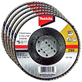 Makita 5 Pack - 80 Grit Flap Disc For Grinders - Balanced Conditioning For Metal, Stainless Steel & Non-Ferrous - 4-1/2' x 7/8-Inch | Z80 Angled