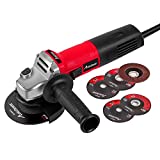 Angle Grinder 7.5-Amp 4-1/2 inch with 2 Grinding Wheels, 2 Cutting Wheels, Flap Disc and Auxiliary Handle AVID POWER (Red)