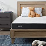 LUCID 5 Inch Memory Foam Low Profile-Cooling Gel Infusion-Hypoallergenic Bamboo Charcoal-Breathable Cover Bed Mattress Conventional, Twin, White,2020 model