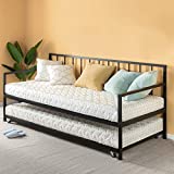 Zinus Eden Twin Daybed and Trundle Set / Premium Steel Slat Support / Daybed and Roll Out Trundle Accommodate Twin Size Mattresses Sold Separately, Black