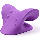 Neck and Shoulder Relaxer, Cervical Traction Device for TMJ Pain Relief and Cervical Spine Alignment, Chiropractic Pillow, Neck Stretcher (Purple)