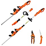 GARCARE Electric Hedge Trimmers Corded 2 in 1- 4.8A Pole Hedge Trimmer Corded Hedge Clippers Shrub Trimmer Tree Trimmers Long Handle, 20inch Laser Cut Blade