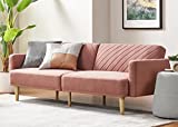 Mopio Chloe Futon Sofa Bed, Convertible Sleeper Sofa with Tapered Legs, 77.5' W, Small Splitback Sofa for Living Room, Old Rosa Red Velvet