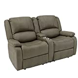 RecPro Charles Collection | 64' Double Recliner RV Sofa | RV Zero Wall Loveseat | Wall Hugger Recliner | RV Theater Seating | RV Furniture | RV Living Room (Slideout) Furniture (Putty)