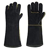 Welding Gloves HEAT RESISTANT Cow Split Leather BBQ/Camping/Cooking Gloves Baking Grill Gloves Welder Fireplace Stove Pot Holder WorkPlace Glove (16INCH)