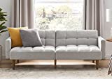 Mopio Aaron Futon Convertible Sofa Sleeper Futon with Arms Split Back Design 77.5' Light Gray Fabric
