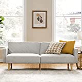 Mopio Chloe Futon Sofa Bed, Convertible Sleeper Sofa with Tapered Legs, 77.5' W, Small Splitback Sofa for Living Room, Light Gray Fabric