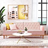 Mr. Kate Stella Vintage Convertible Sofa Bed Futon, Pink Velvet