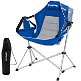 KingCamp Hammock Camping Chair,Aluminum Alloy Swing Camp Chair,Lightweight Rocking Camp Chairs with Pillow Cup Holder,Recliner for Adults Outdoor Travel Sports Game Lawn Concerts Garden (Blue)