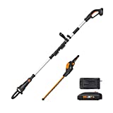 WORX 20V Cordless Pole Saw with Hedge Trimmer Attachment,Battery and Charger Included