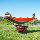 Republic of Durable Goods Portable Hammock with Stand Included Compact Folding Camping Hammock Stand for Travel Car Camping Mock One Hammock Chair Foldable (Orange/Grey)