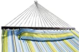 SueSport HC011-Blue(16-4020) Blue/Light Green Hammock Quilted Fabric with Pillow Double Size Spreader Bar H