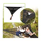 2022 New Portable Multiplayer Triangle Hammock, Comfortable Giant Tree Hammocks for Outside, Multi Person Hammock 3 Point Design with Carrying Bag Metal Carabiner Ropes and Straps for Travel (110in)