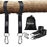 BUSATIA Tree Swing Straps (Set of 2), Tree Hanging Kits 5ft Length with 2 Heavy Duty Safety Lock Carabiner Hooks, Polyester Straps Perfect for Hammock Hanging Kit Straps, Holds Up to 2204lb