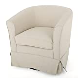 Christopher Knight Home Cecilia Swivel Chair with Loose Cover, Natural Fabric