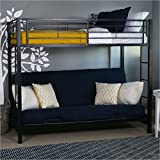 Home Accent Furnishings Modern Industrial Twin Over Futon Metal Bunk Bed Frame with Integrated Guardrails - Black
