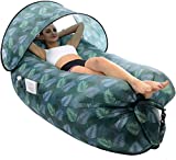 Inflatable Lounger Air Sofa Air couch Water Proof Air Lounger Inflatable Hammock Inflatable Sofa Portable Inflatable Couch Perfect for Beach Lakeside Traveling Camping Music Festivals Home(Leaf)